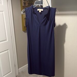 EUC Navy Blue Michael Kors Ruffle Sleeve V- Neck Dress